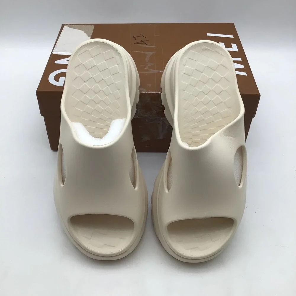 Mei Yang‎ Womens Platform Slide Sandals Cream Chunky Sole Size EU 38 US 7.5 NEW